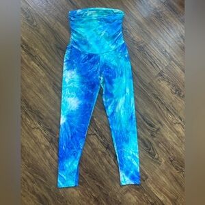 Blue Tie-Dye Maternity Leggings